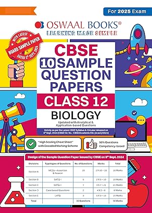 OSWAAL CBSE SAMPLE PAPER  BIOLOGY 12 TH (2025-26)